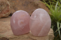 Polished Gemmy Pink Rose Quartz Standing Free Forms  x 3 From Ambatondrazaka, Madagascar - TopRock