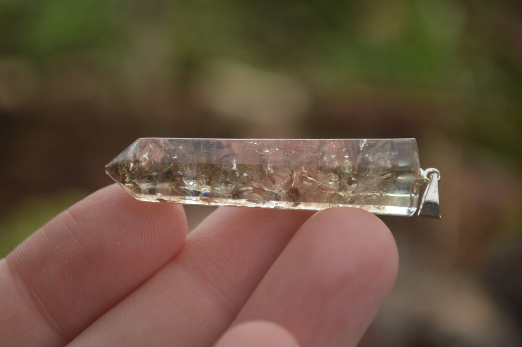 Polished Packaged Hand Crafted Resin Pendant with Smokey Quartz Chips - sold per piece - From Bulwer, South Africa - TopRock