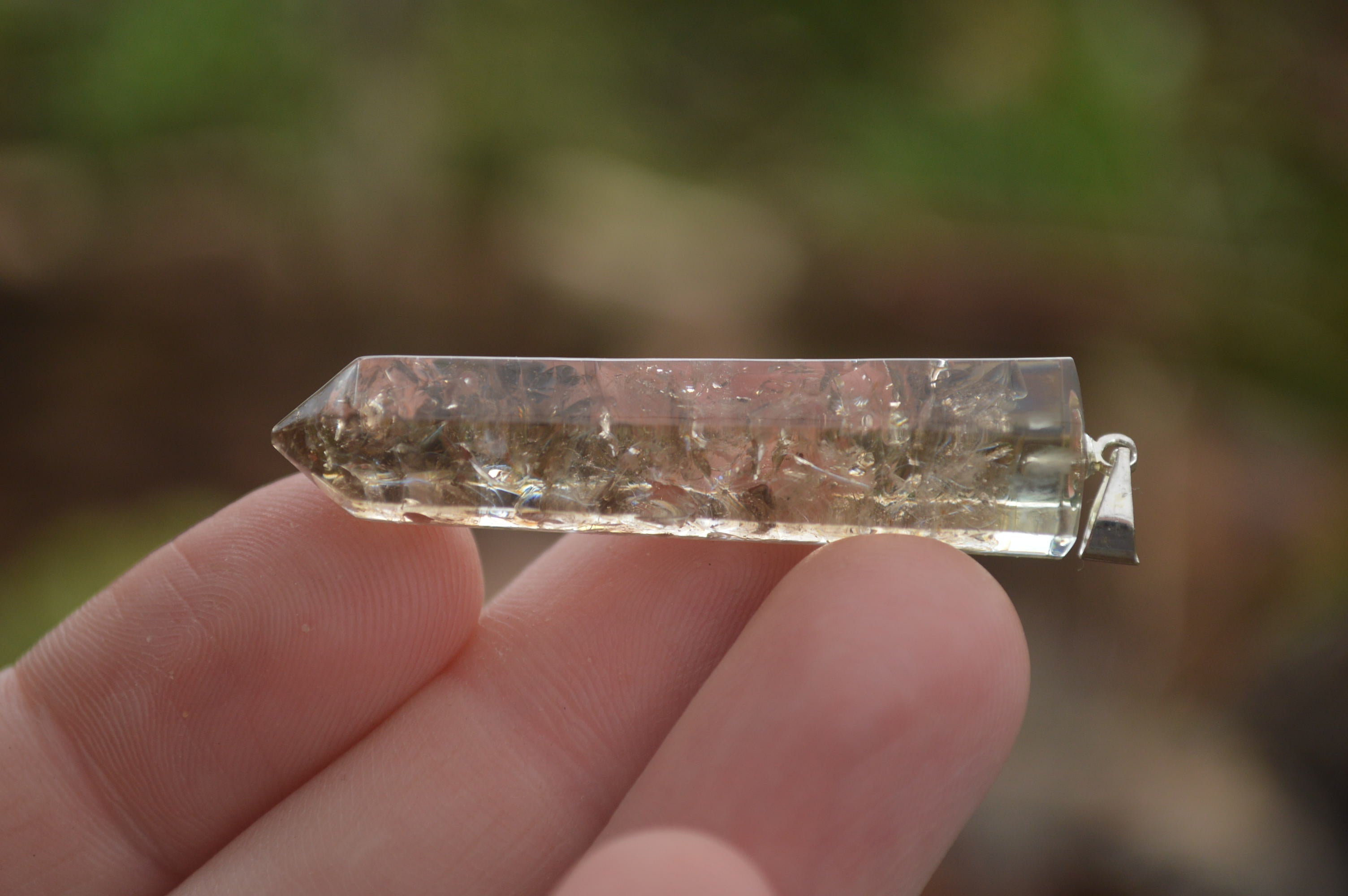 Polished Packaged Hand Crafted Resin Pendant with Smokey Quartz Chips - sold per piece - From Bulwer, South Africa - TopRock
