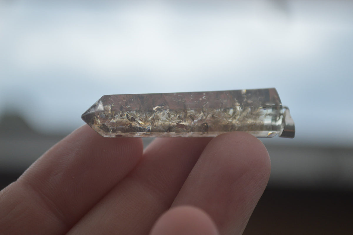 Polished Packaged Hand Crafted Resin Pendant with Smokey Quartz Chips - sold per piece - From Bulwer, South Africa - TopRock