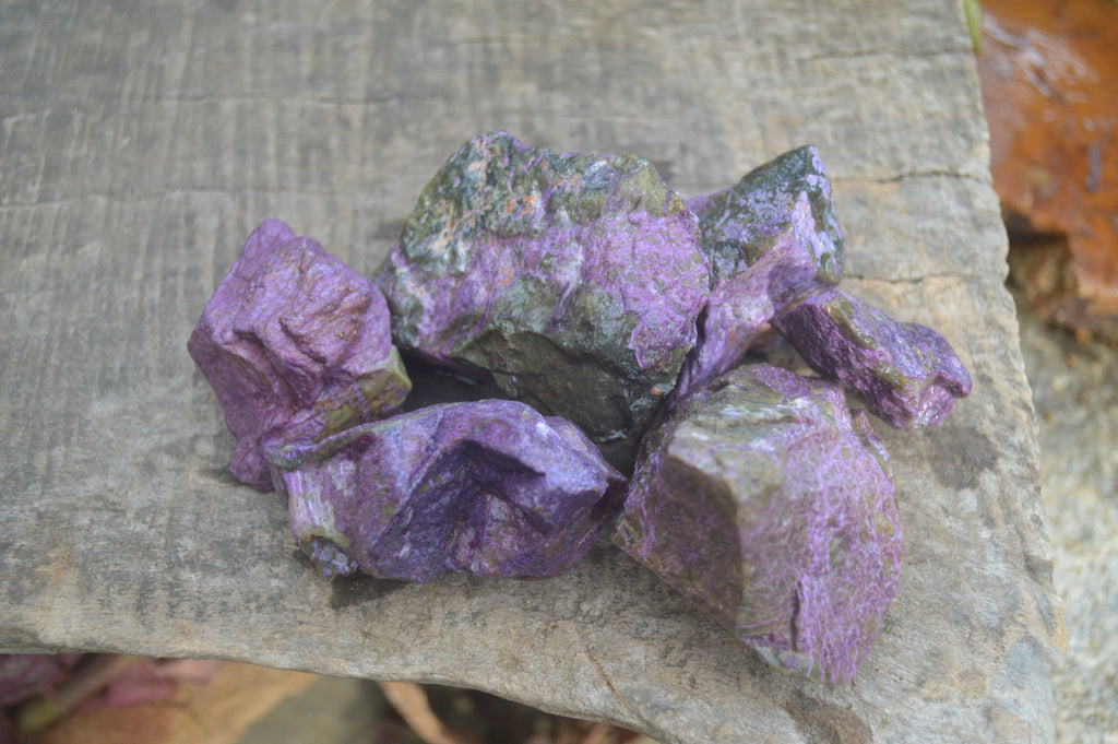 Natural Small Purple Stichtite & Green Serpentine Cobbed Pieces  - Sold per 1 kg (10-18 pieces) - From Barberton, South Africa - TopRock