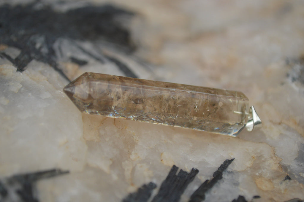 Polished Packaged Hand Crafted Resin Pendant with Smokey Quartz Chips - sold per piece - From Bulwer, South Africa - TopRock