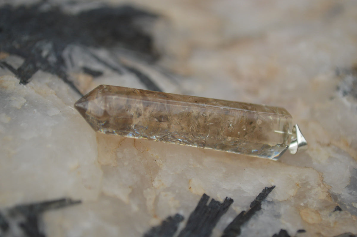 Polished Packaged Hand Crafted Resin Pendant with Smokey Quartz Chips - sold per piece - From Bulwer, South Africa - TopRock