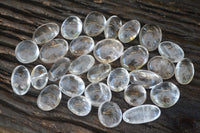 Polished Small Semi Optic Rock Crystal Galet / Palm Stones x 70 From Madagascar - Toprock Gemstones and Minerals 