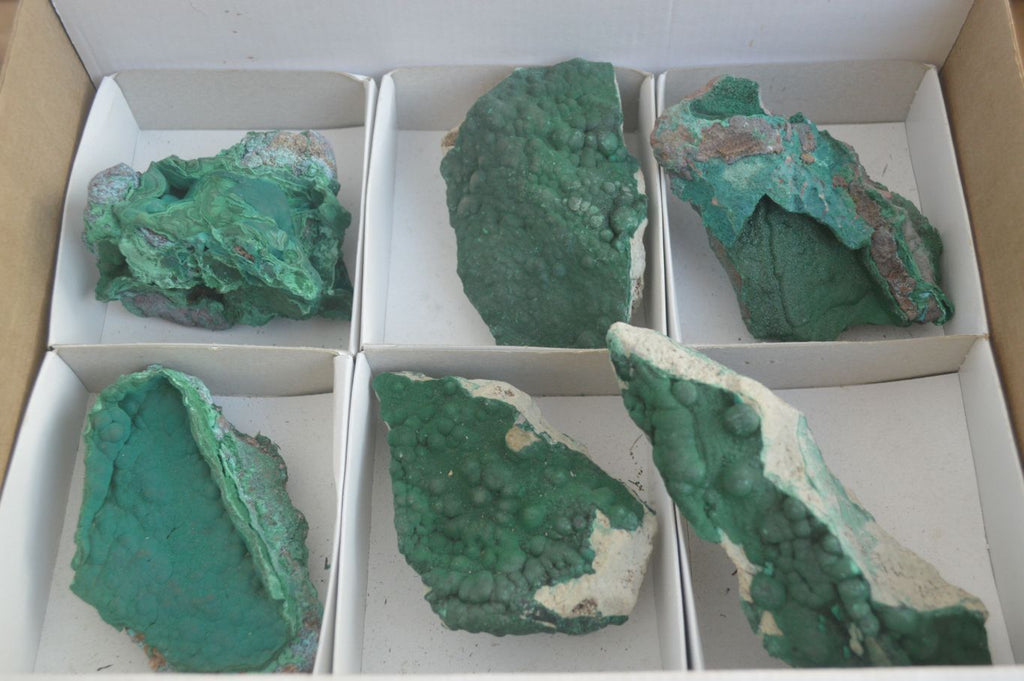Natural Crystalline Micro Botryoidal Malachite Specimens  x 6 From Congo - Toprock Gemstones and Minerals 