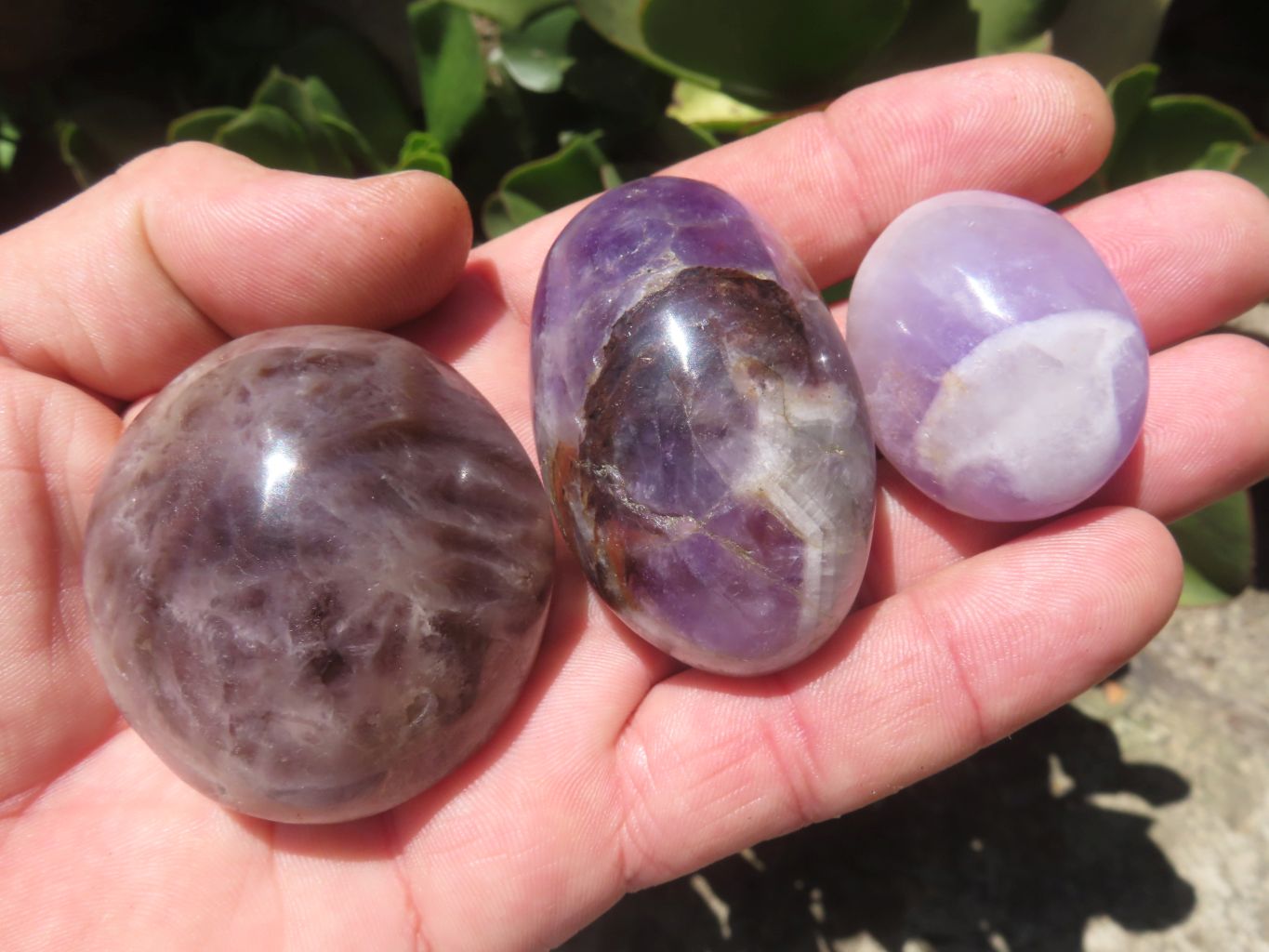 Polished Chevron Amethyst - Medium/Large sized Gallet/Palm Stones sold per kg - From Madagascar - TopRock