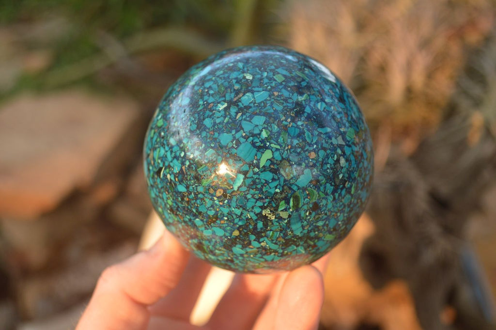 Polished  Conglomerate Chrysocolla Sphere With Azurite & Malachite  x 1 From Congo - Toprock Gemstones and Minerals 