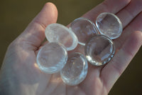 Polished Small Semi Optic Rock Crystal Galet / Palm Stones x 70 From Madagascar - Toprock Gemstones and Minerals 
