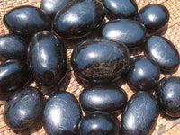 Polished Pitch Black Schorl Tourmaline Palm Stones / Gallets - sold per kg - From Madagascar - TopRock