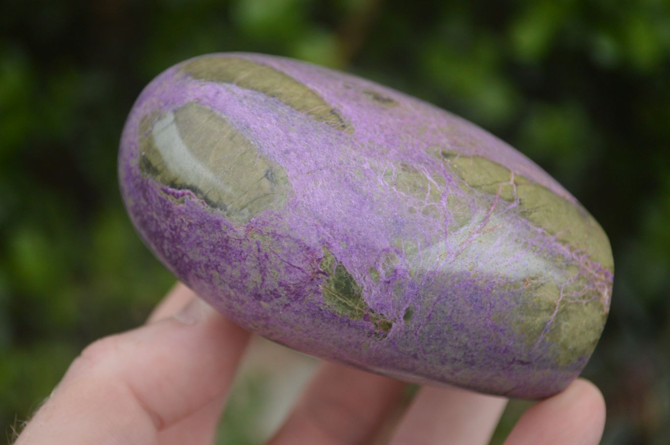Polished Stichtite & Serpentine Standing Free Forms With Silky Purple Threads  x 3 From Barberton, South Africa - TopRock