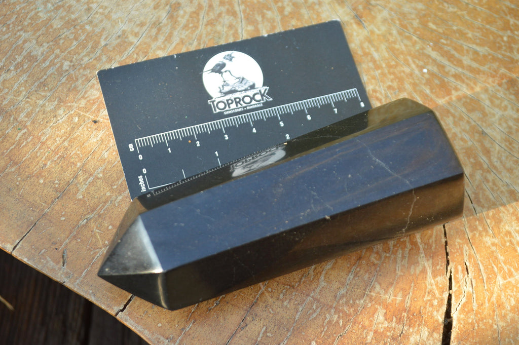 Polished Pitch Black Basalt Points/Prisms x 7 From Madagascar - TopRock