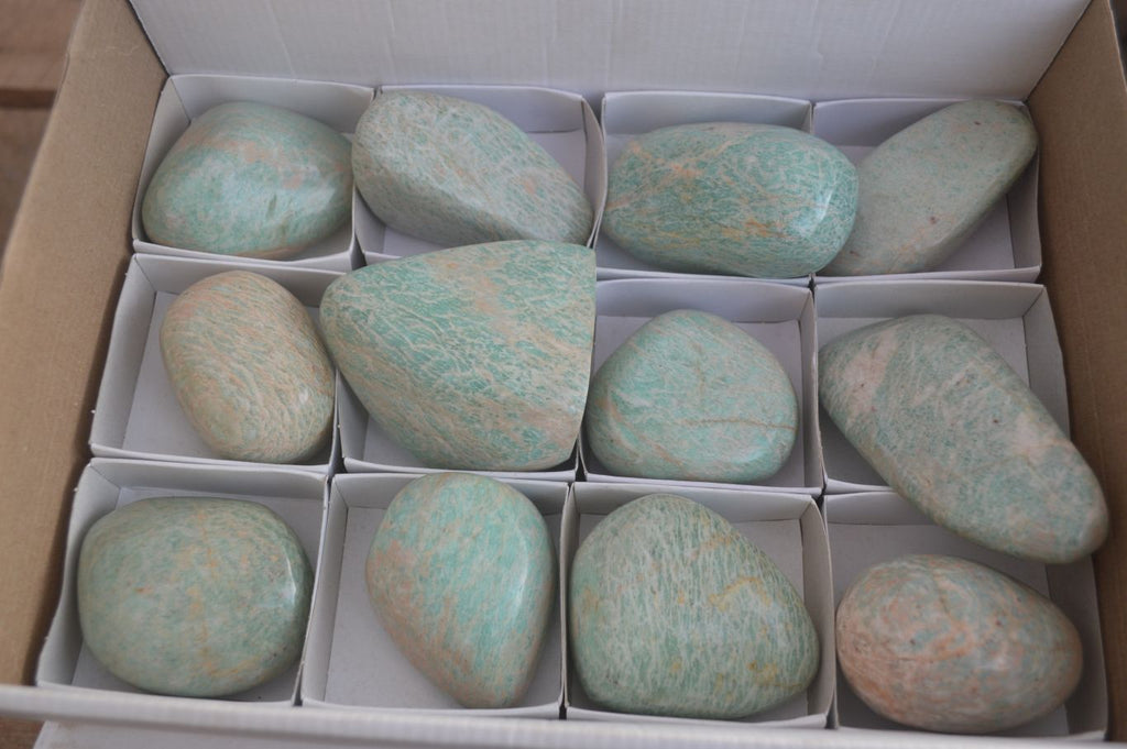 Polished Amazonite Free Forms  x 12 From Zimbabwe - Toprock Gemstones and Minerals 