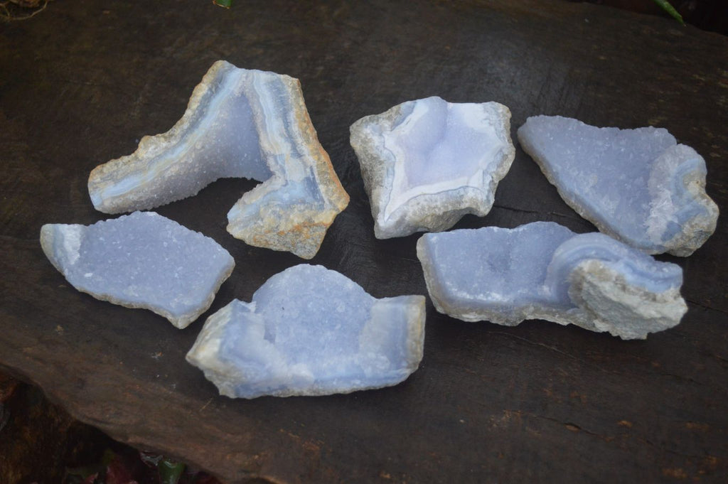 Natural Blue Lace Agate Geode Specimens x 6 From Nsanje, Malawi - Toprock Gemstones and Minerals 