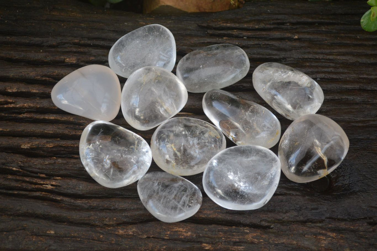 Polished Optic Rock Crystal Quartz Galet / Palm Stones x 12 From Madagascar - Toprock Gemstones and Minerals 