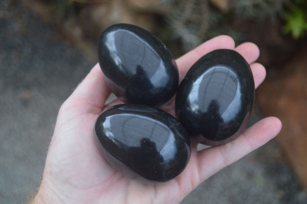 Polished Schorl Black Tourmaline Eggs  x 6 From Madagascar