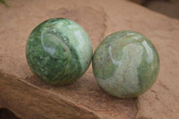 Polished  Green Chrysoprase Spheres  x 3 From Ambatondrazaka, Madagascar - Toprock Gemstones and Minerals 
