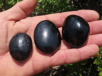 Polished Pitch Black Schorl Tourmaline Palm Stones / Gallets - sold per kg - From Madagascar - TopRock