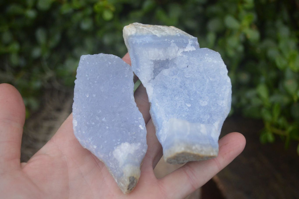 Natural Blue Lace Agate Geode Specimens x 6 From Nsanje, Malawi - Toprock Gemstones and Minerals 