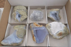 Natural Blue Lace Agate Geode Specimens x 6 From Nsanje, Malawi - Toprock Gemstones and Minerals 