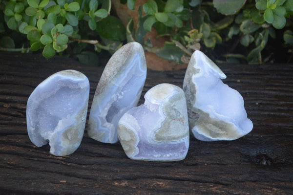 Polished Blue Lace Agate Standing Free Forms  x 4 From Malawi