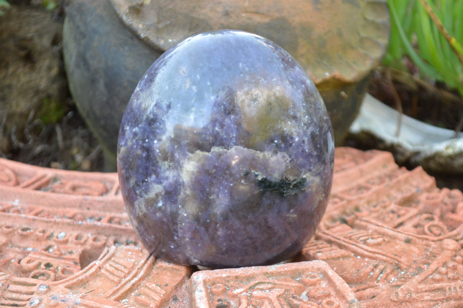 Polished Purple Lepidolite Standing Free Forms With Pink Tourmaline Inclusions  x 2 From Madagascar - TopRock