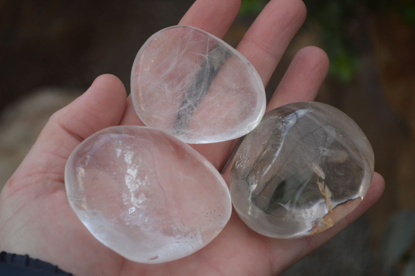 Polished Optic Rock Crystal Quartz Galet / Palm Stones x 12 From Madagascar - Toprock Gemstones and Minerals 
