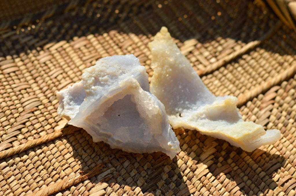 Natural Etched Blue Chalcedony Agate Specimens  x 12 From Nsanje, Malawi - TopRock
