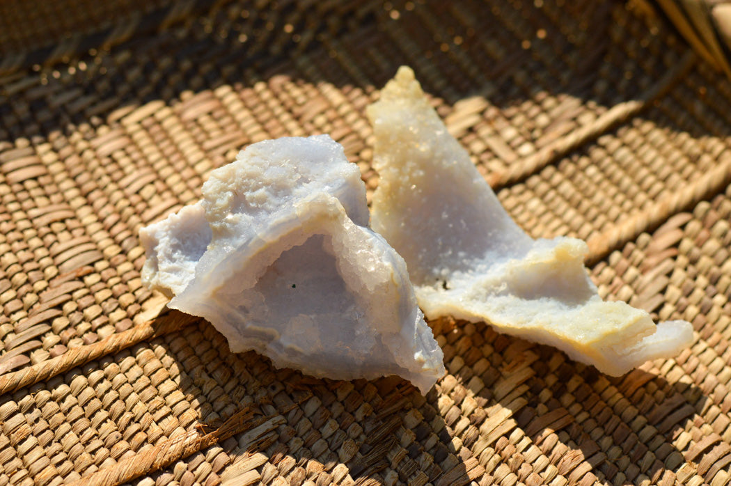 Natural Etched Blue Chalcedony Agate Specimens  x 12 From Nsanje, Malawi - TopRock