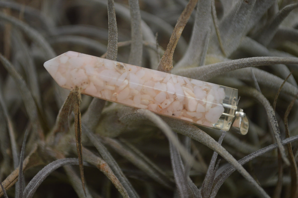 Polished Packaged Hand Crafted Resin Pendant with Pink Opal Chips - sold per piece - From Bulwer, South Africa - TopRock