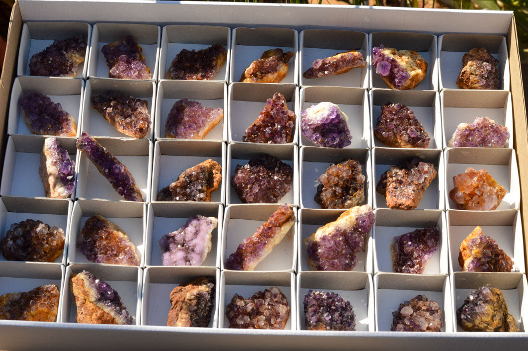 Natural Small Dark "Amethystos" Amethyst Clusters x 35 From Kwaggafontein, South Africa - TopRock