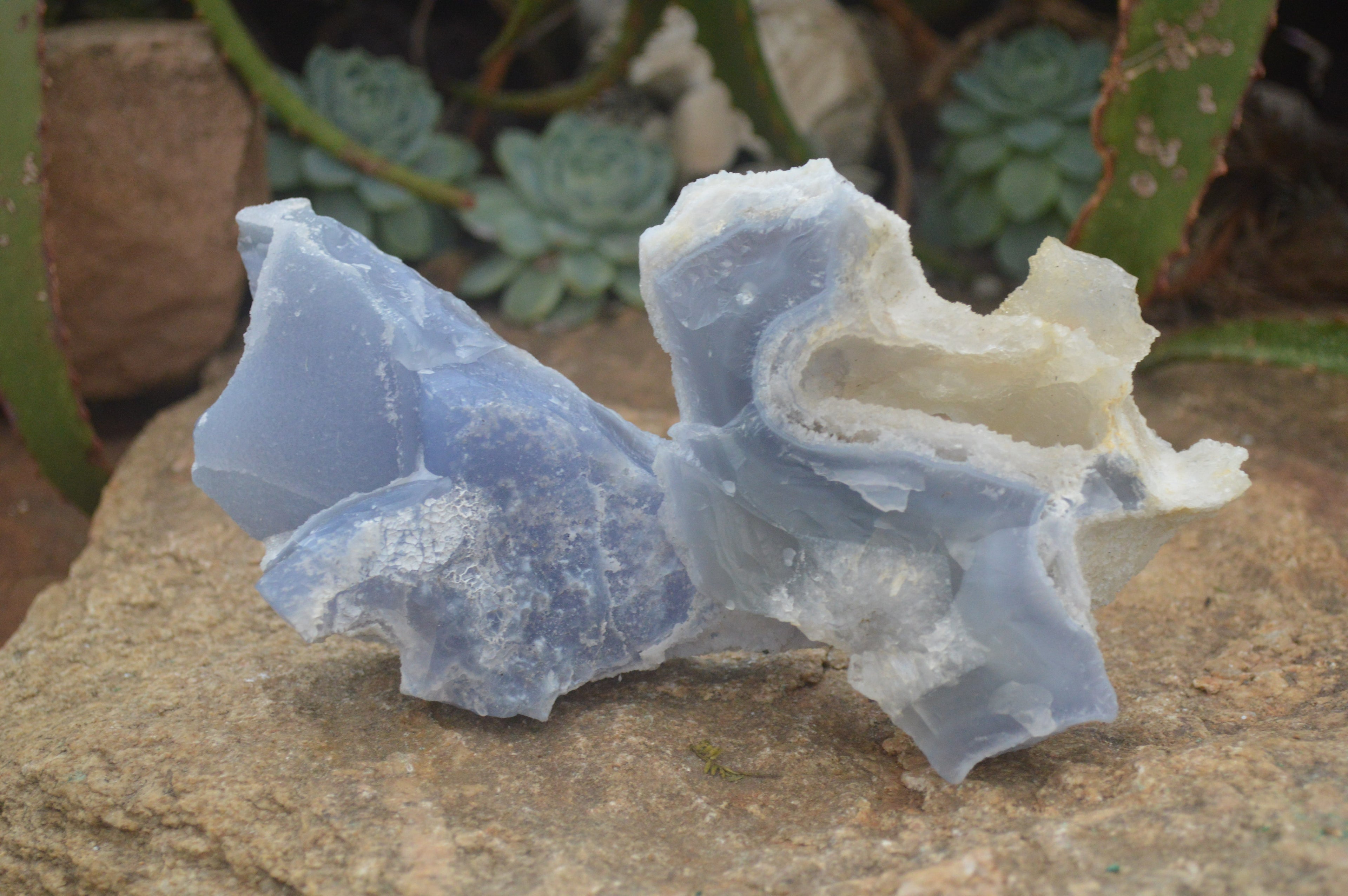 Natural Etched Blue Chalcedony Specimens  x 4 From Nsanje, Malawi - Toprock Gemstones and Minerals 