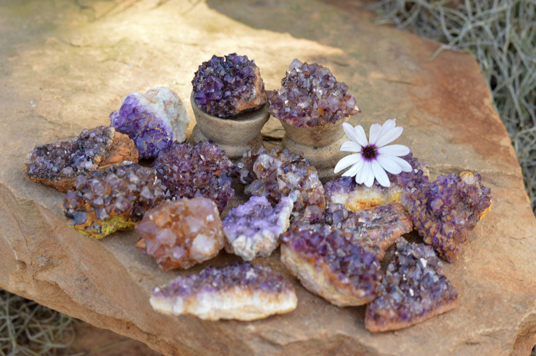 Natural Small Dark "Amethystos" Amethyst Clusters x 35 From Kwaggafontein, South Africa - TopRock