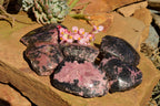 Polished One Side Polished Rhodonite Free Forms  x 6 From Ambindavato, Madagascar - TopRock