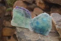 Natural Rough Watermelon Fluorite Cobbed Specimens  x 6 From Namibia
