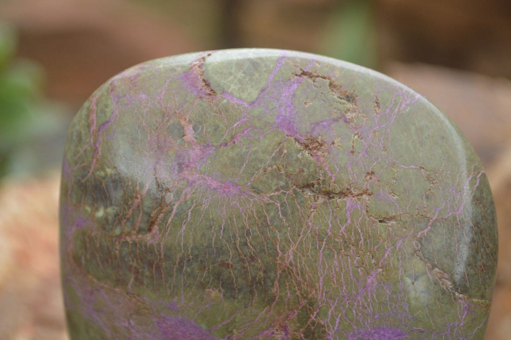 Polished Stichtite & Serpentine Standing Free Forms With Silky Purple Threads  x 3 From Barberton, South Africa - TopRock