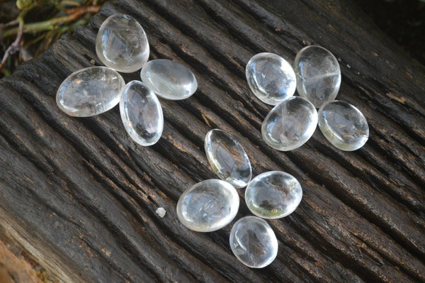Polished Small Semi Optic Rock Crystal Galet / Palm Stones x 70 From Madagascar - Toprock Gemstones and Minerals 