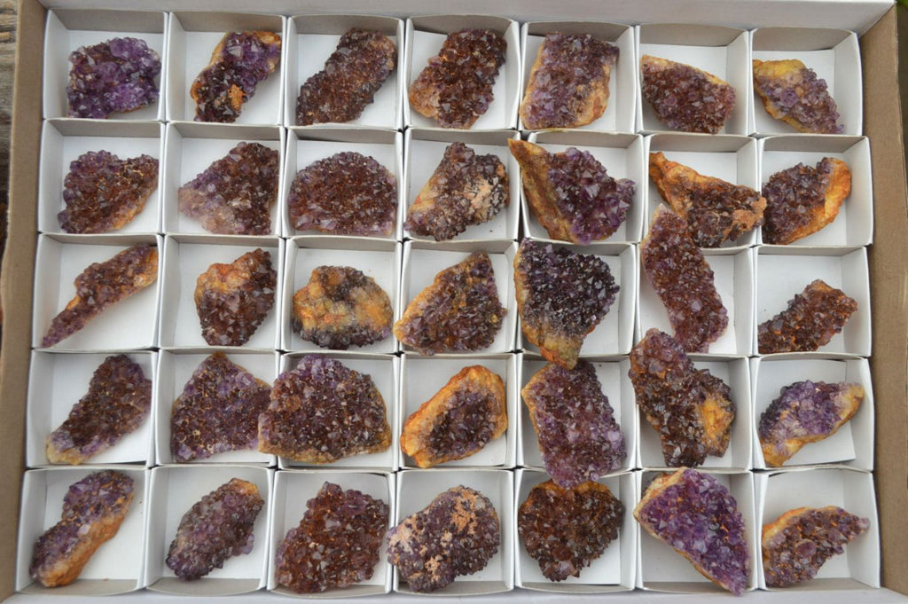Natural Small Dark "Amethystos" Amethyst Clusters x 35 From Kwaggafontein, South Africa - TopRock
