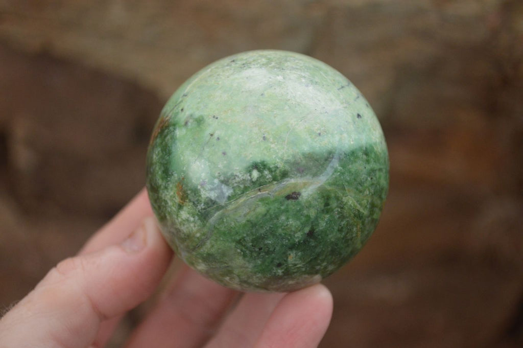 Polished  Green Chrysoprase Spheres  x 3 From Ambatondrazaka, Madagascar - Toprock Gemstones and Minerals 