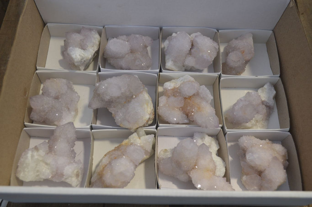 Natural Pale Lilac Spirit Quartz Clusters x 12 From Boekenhouthoek, South Africa - Toprock Gemstones and Minerals 