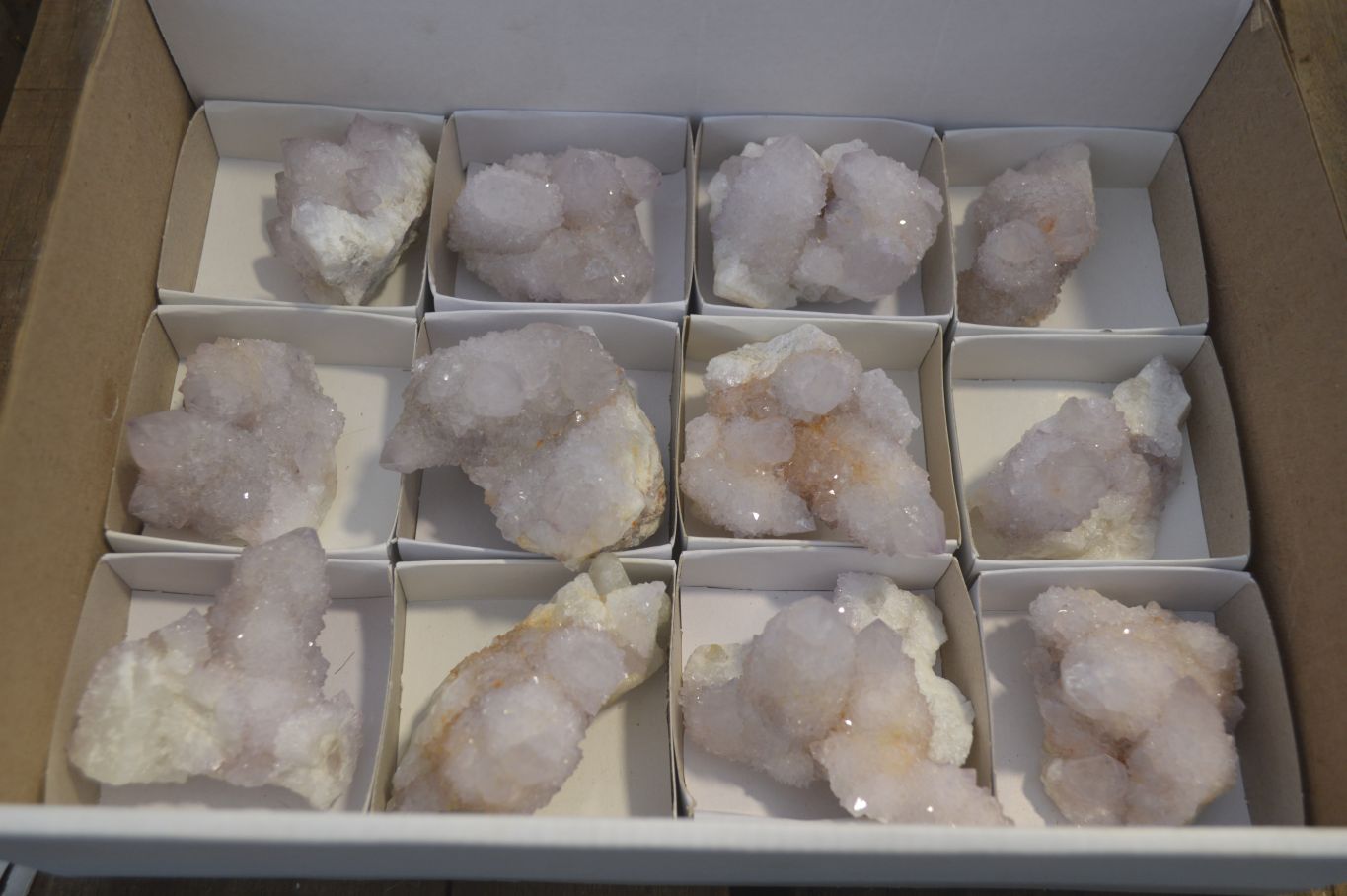 Natural Pale Lilac Spirit Quartz Clusters x 12 From Boekenhouthoek, South Africa - Toprock Gemstones and Minerals 