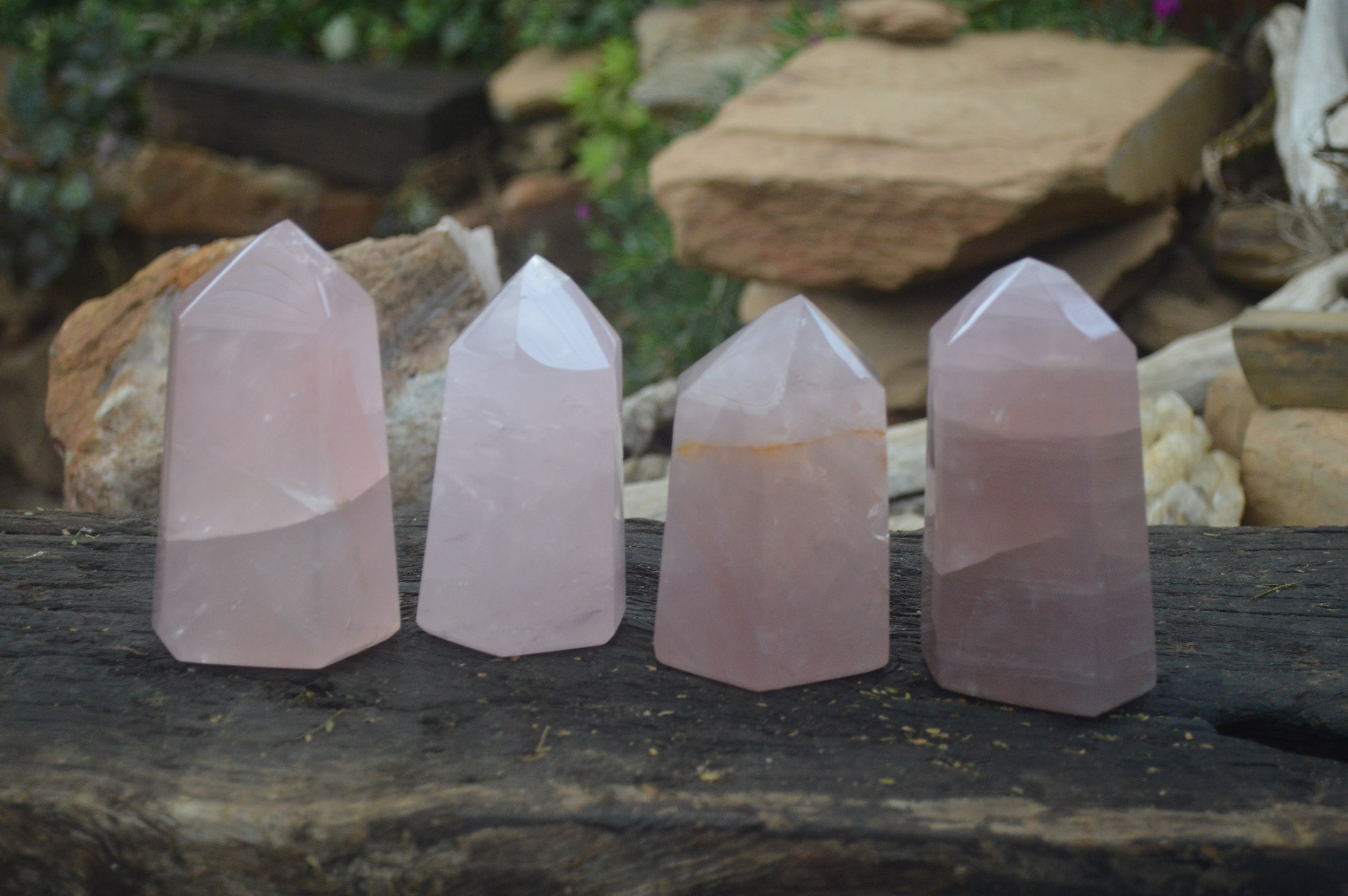 Polished Gemmy Rose Quartz Points x 4 From Madagascar - Toprock Gemstones and Minerals 