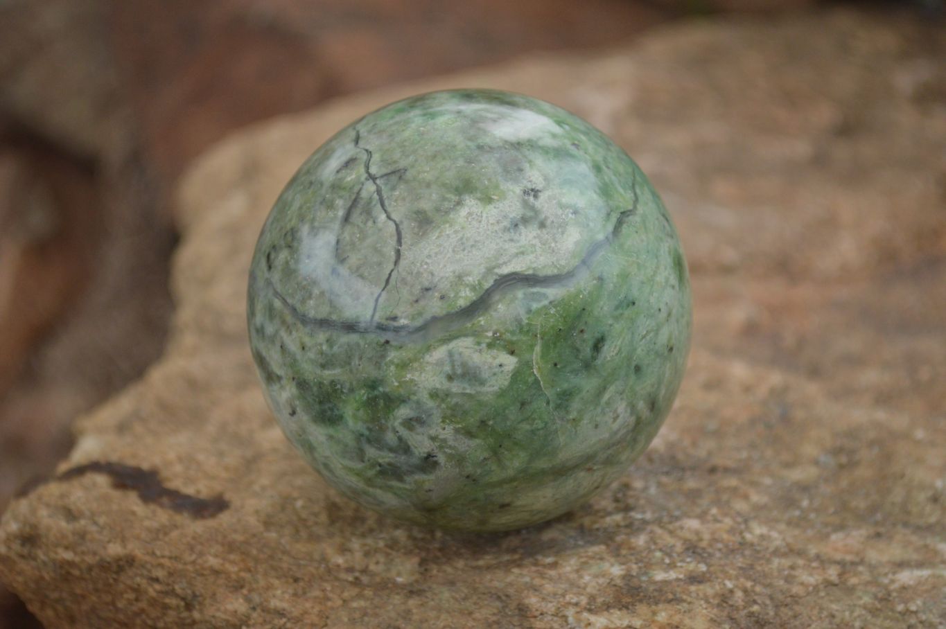 Polished  Green Chrysoprase Spheres  x 3 From Ambatondrazaka, Madagascar - Toprock Gemstones and Minerals 
