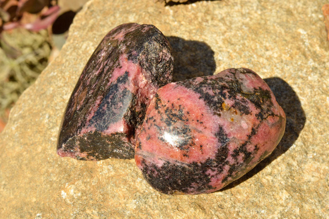 Polished One Side Polished Rhodonite Free Forms  x 6 From Ambindavato, Madagascar - TopRock