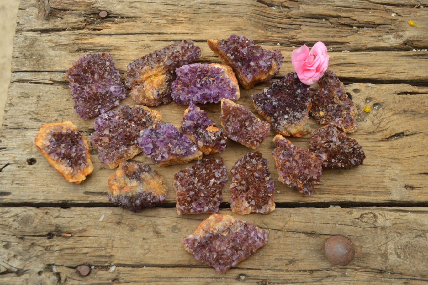 Natural Small Dark "Amethystos" Amethyst Clusters x 35 From Kwaggafontein, South Africa - TopRock