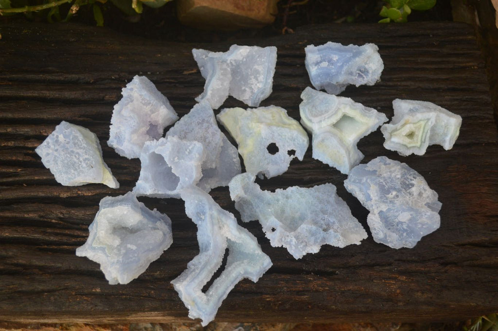 Natural Etched Blue Chalcedony Specimens x 12 From Nsanje, Malawi - Toprock Gemstones and Minerals 