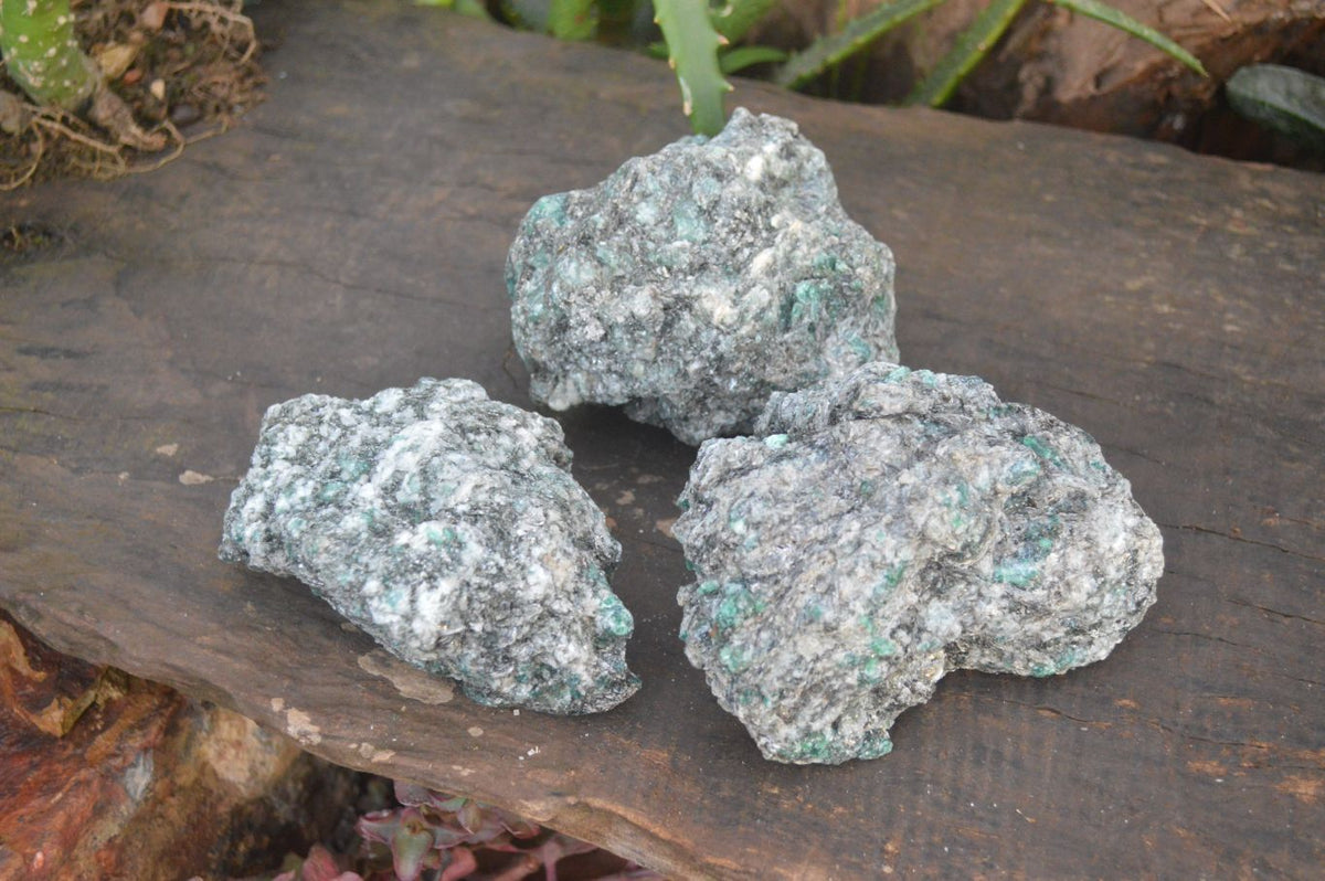 Natural Rare Emerald Mica In Matrix Cobbed Specimens x 3 From Mutoko, Zimbabwe - Toprock Gemstones and Minerals 