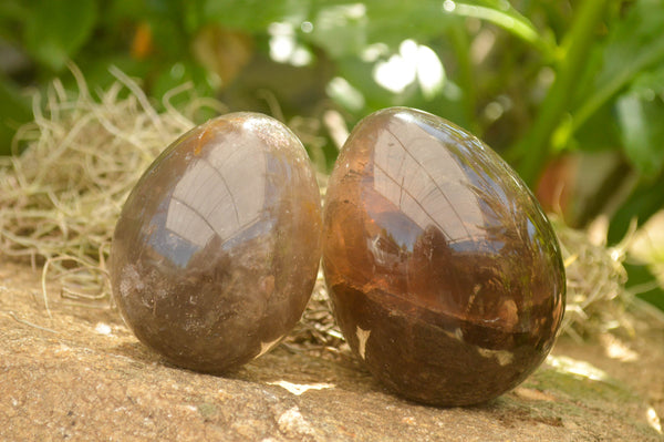 Polished Large Morion Smokey Quartz Eggs x 4 From Madagascar - TopRock