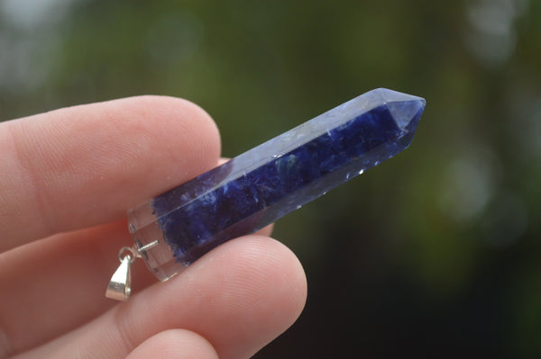 Polished Packaged Hand Crafted Resin Pendant with Sodalite Chips - sold per piece - From Bulwer, South Africa - TopRock