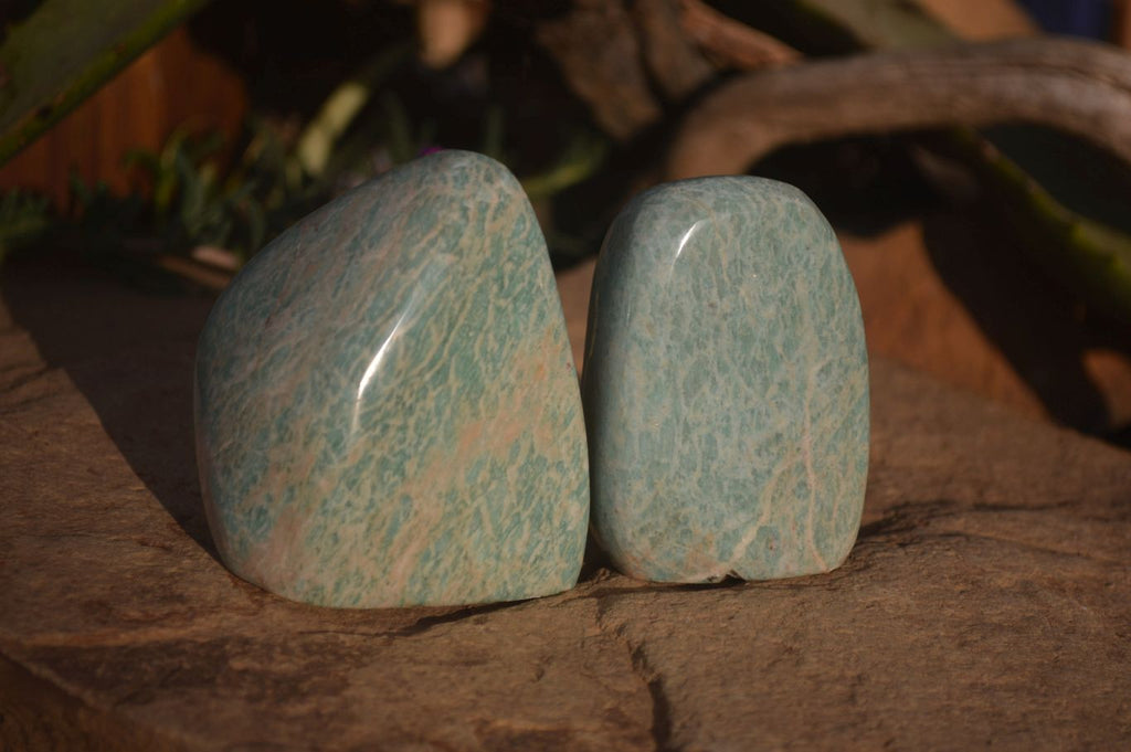 Polished Amazonite Free Forms  x 12 From Zimbabwe - Toprock Gemstones and Minerals 