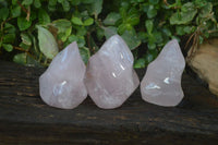 Polished Gemmy Rose Quartz Flames x 3 From Madagascar - Toprock Gemstones and Minerals 